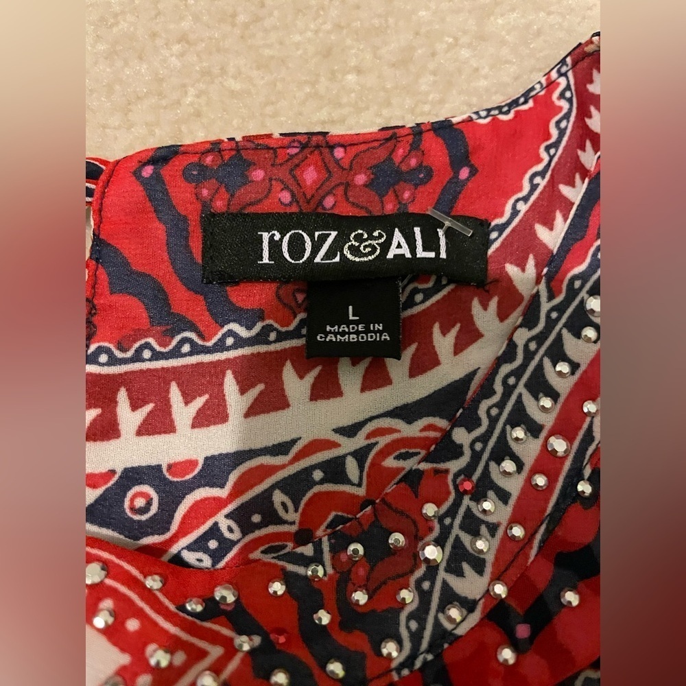 Roz & Ali paisley tank blouse-large like new - Picture 11 of 13